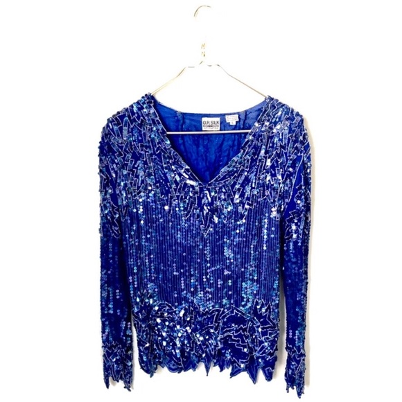 Vintage Tops - Vintage • O.R Silk 100% Silk Sequin Blouse.